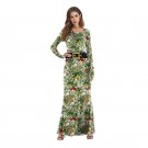 Women Green Christmas Tree Cosplay Costume Santa Party Dress Full Sleeve Red Xmas Long Maxi Dresses