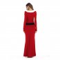 Christmas Santa Claus Print Costume Red Xmas Maxi Dress Women Cosplay Uniform