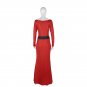 Christmas Santa Claus Print Costume Red Xmas Maxi Dress Women Cosplay Uniform