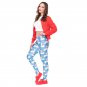 Blue Funk Christmas Slim Pants Santa Claus Leggings Casual Printing Capris Xmas Trousers