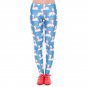 Blue Funk Christmas Slim Pants Santa Claus Leggings Casual Printing Capris Xmas Trousers