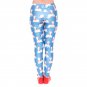 Blue Funk Christmas Slim Pants Santa Claus Leggings Casual Printing Capris Xmas Trousers