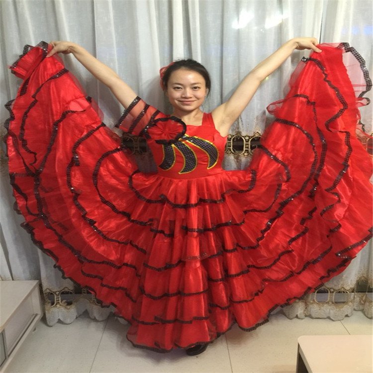 Plus Size Flamenco Dress Spanish Matador Dance Dress Gypsy Clothes Opening Performance Costume