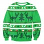 Green Reindeer Printed Winter Tops Christmas Hoodies Fashion Autumn Streetwear