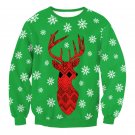 Christmas Deer Print Winter Hoodies Long Sleeve Xmas Reindeer Sweatshirts T-shirts