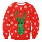Christmas Deer Print Winter Hoodies Long Sleeve Xmas Reindeer Sweatshirts T-shirts