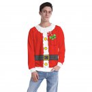 Red Xmas Casual Pullover Outerwear Men Winter Clothing Hoodies Cartoon Christmas Santa Claus Suit