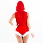 Sexy Red Velvet Christmas Bodysuit Costume Sleeveless Xmas Santa Cosplay Hoodies Uniform