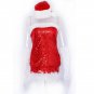 Off-shoulder Santa Fancy Dress Sexy Sequin Sleeveless Christmas Cosplay Costume Club Dresses