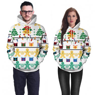 Xmas Gift Printing Couples Hoodies Novelty Tops Winter Pullover Christmas Sweatshirts Costumes