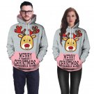 Plus Size Grey Christmas Reindeer Print Couples Clothes Fashion Sweatshirts Xmas Tops