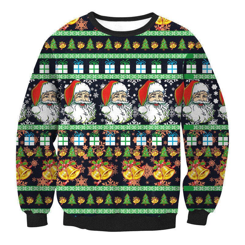 Women Christmas Clothes Full Sleeve Winter Xmas Hoodies Ladies Santa Claus Printed Sweatshirts