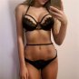 Plus Size Black Eyelash Lace Straps Sexy Valentine Lingerie Sheer Erotic Underwear