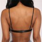 Black Mesh Transparent Flower Embroidered Bra Plus Size Spaghetti Strap Elastic Sheer Underwear