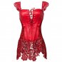 Red Popular Beyonce Lace Up Front Faux Leather Sexy Venice Overbust Lace Corset Lingerie W5504