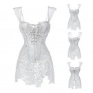 White Beyonce Lace-up Faux Leather Sexy Venice Overbust Lace Corselet