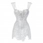 White Beyonce Lace-up Faux Leather Sexy Venice Overbust Lace Corselet