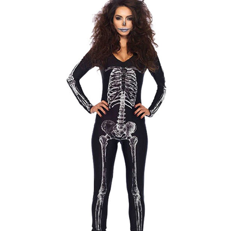 Melbourne Corpse Day Scary Skull Adult Women Halloween Catsuit Costume ...