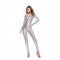 Shiny Faux Leather Women Jumpsuits Rompers Hole PVC Night Club Pole Dance Clothing