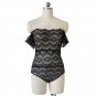 Black Lace Off Shoulder Onesies Plus Size 3XL Sexy Bodysuit Lingerie Women Sleepwear