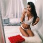 White Lace Valentine Sexy Lingerie Set Erotic Wire Free Bra Underwear with Panties