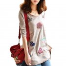 Plus Size Women Winter Sweaters Khaki Pullover Hoodies Japan Striped Scoop Neck Blouses