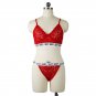 Red Plus Size Sexy Bikini Lingerie Letter Print Big Size Lace Push Up Bra with Briefs