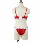 Red Plus Size Sexy Bikini Lingerie Letter Print Big Size Lace Push Up Bra with Briefs