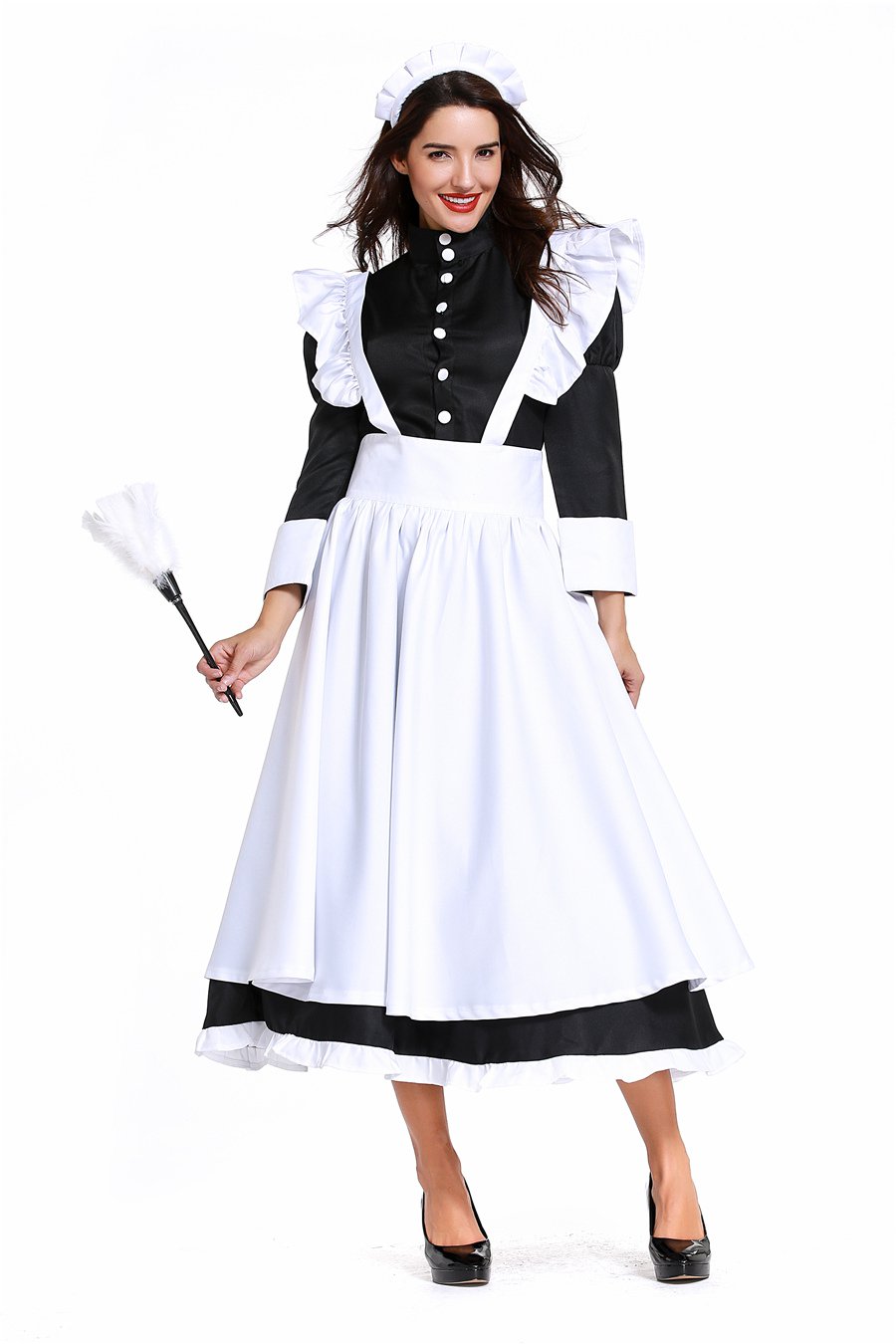 White Carnival German Maid Cosplay Fancy Dress England Cook Costume Traditional Housekeeper Uniform