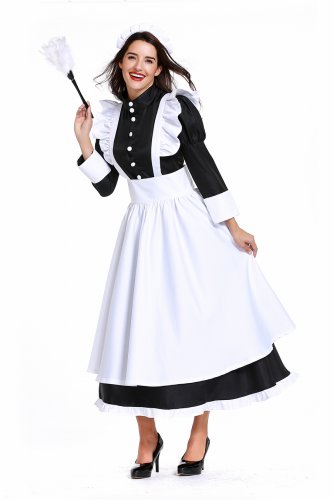Plus Size 2XL England Cook Costume Housekeeper Uniform Carnival Maid Cosplay Fancy Dress