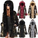 Plus Size Winter Trench Coats Fur Hooded Women's Dust Coat Women's Three-quarter Coat