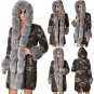 Plus Size Winter Trench Coats Fur Hooded Women's Dust Coat Women's Three-quarter Coat