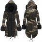 Plus Size Women's Windbreaker Fashion Outerwear Faux Fur Hooded Winter Jacket Camouflage Coat