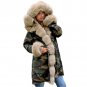 Women's Fur Camouflage Coat Large Size Fashion Outerwear Long Faux Fur Hooded Winter Jacket