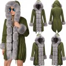 Women Winter Streetwear Three-quarter Coat Winter Long Faux Fur Hooded Dust Coat