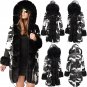 Winter Women Trench Coats Three-quarter Coat Hooded Camouflage Faux Fur Dust Coat