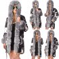 Large Size Women Three-quarter Coat Dust Coat Camouflage Faux Fur Winter Trench Coats