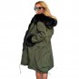 Army Green Thick Winter Parka Women Trench Coats Plus Size Faux Fur Collar Streetwear
