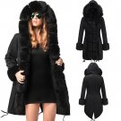 Women Parka Three-quarter Coat Faux Fur Collar Hooded Winter Fur Long Female Jacket
