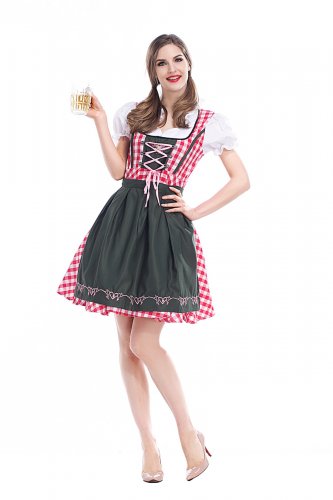 Plus Size Bavarian Maid Cosplay Costume Oktoberfest Fancy Dress Beer Girl Carnival Waitress Uniform