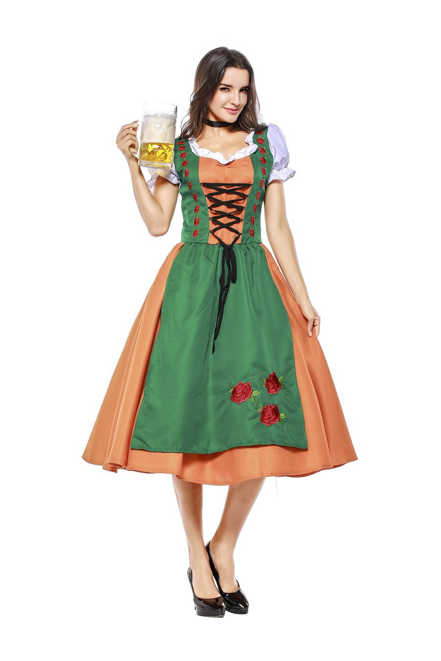 Bar Waitress Uniform Oktoberfest Costume Plus Size XL Carnival Beer Girl Fancy Dresses
