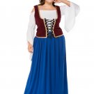 Plus Size German Women Oktoberfest Dress Mardi Gras Blue Cosplay Bavarian Waitress Costume