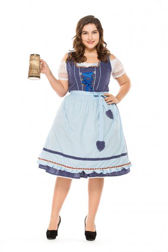 3XL Size Bavarian Maid Cosplay Costume Mardi Gras Waitress Uniform Plus Size Oktoberfest Dress