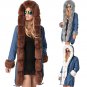 Plus Size 2XL Faux Fur Hooded Coats Women Denim Jacket Outerwear Female Thick Parker Hannifin