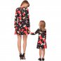 Casual Holiday Long Sleeve A Line Dress Women Fashion Christmas Snowflake Print Dresses Streetwear
