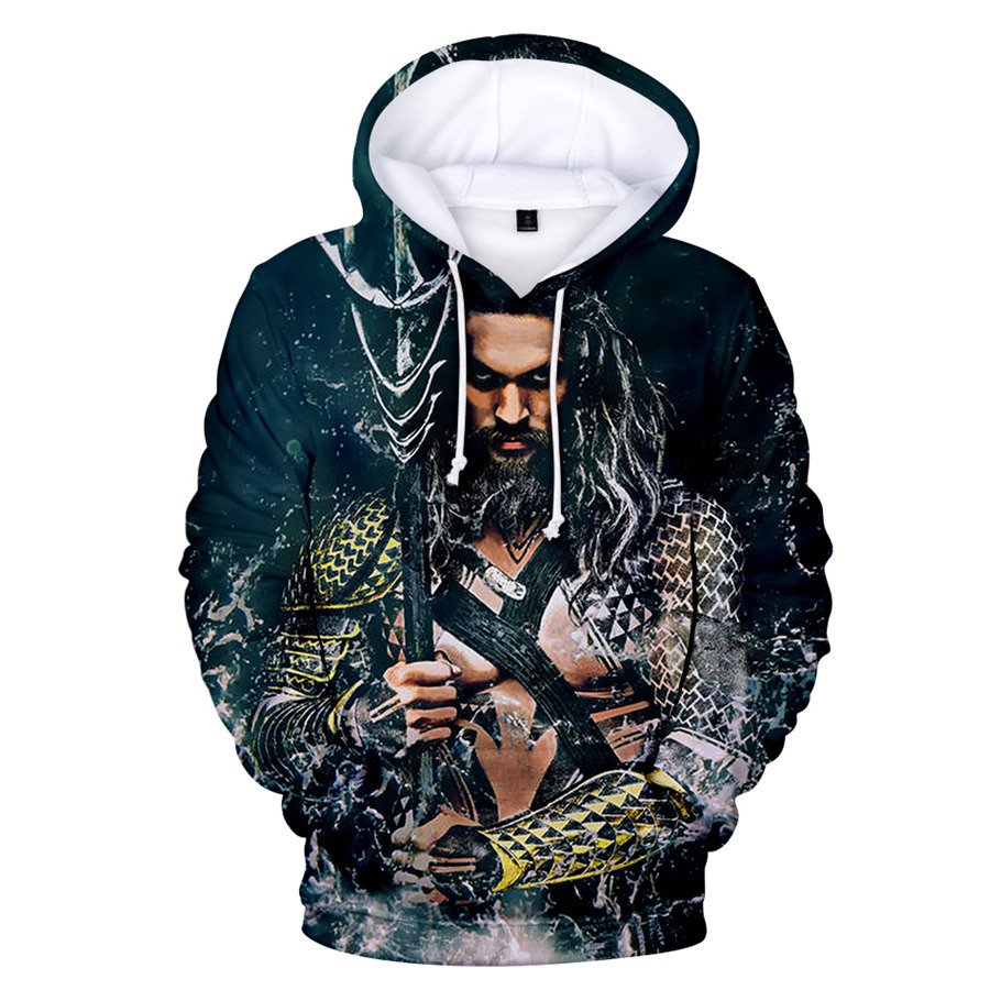 Plus Size Men Arthur Curry Hoodies 2XL Winter Super Hero Orin Tops Aquaman Sweatshirts