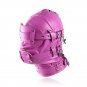 Pink Adult Fetish Headgear Latex Strap-on-dildos PU Steampunk SM Club Sexy Head Mask with Dildo