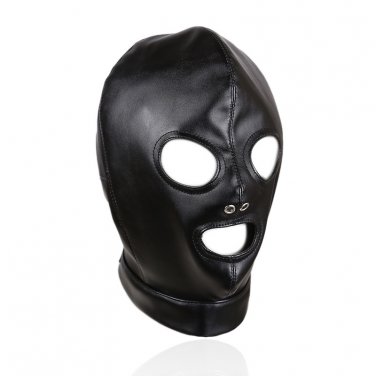 Black Latex Catsuit Mask PU Fetish Costume Accessories SM Cosplay Head Mask Sexy Party Headgear