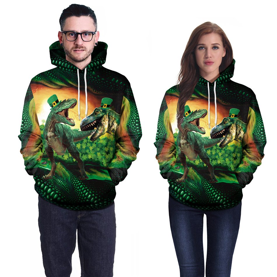 St. Patrick's Day Dinosaur Print Costume Print Hoodies Novelty Tees Casual Ireland Holiday Knits