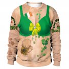 3D Bra Print Novelty Winter Hoodies St. Patrick Day Sweatshirt Women Shamrocks Outerwear